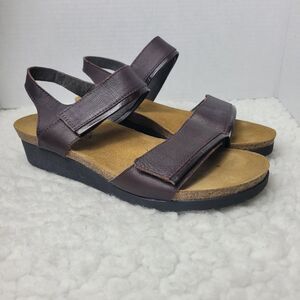 Naot Aisha Womens Footwear Size 10 Brown Leather Strappy Hook Loop Cork Sandals